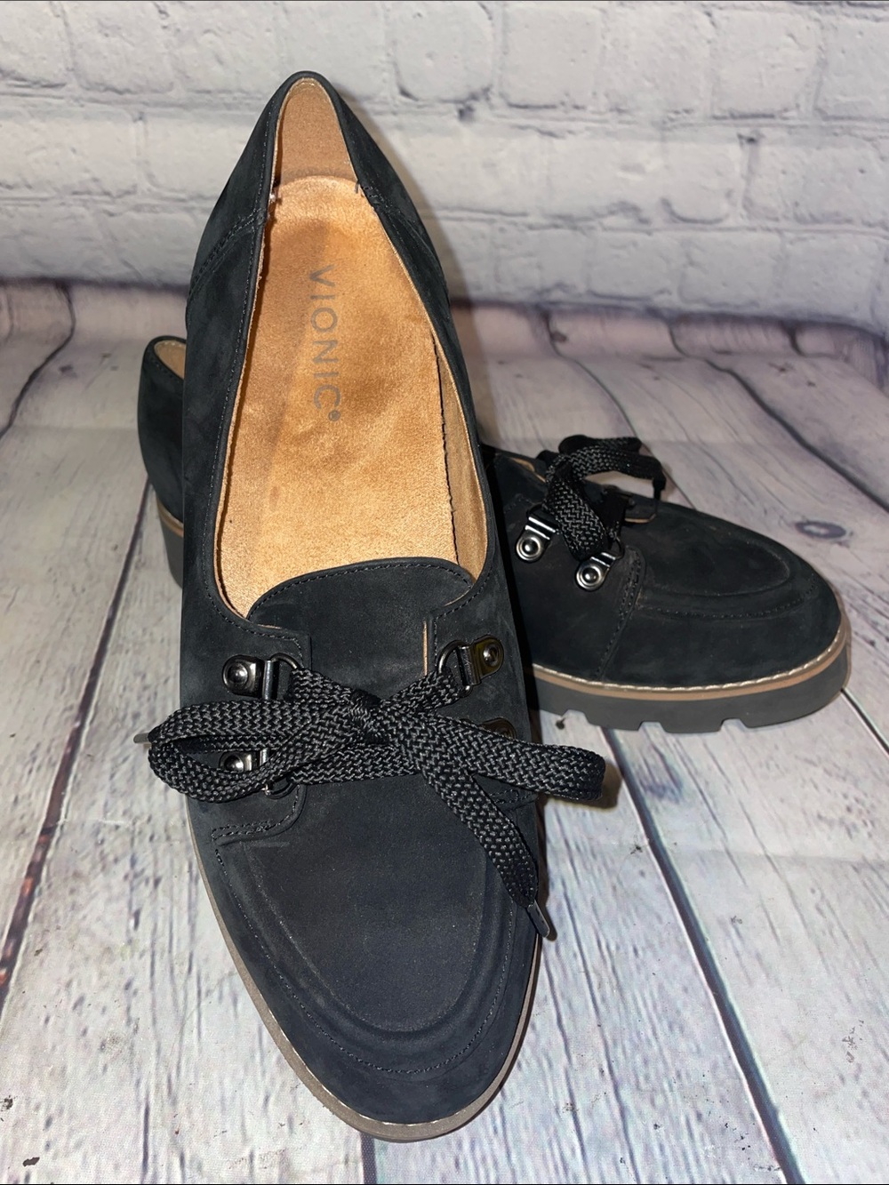 Vionic Black Lace-Up Chunky Loafers • Sz 7 - Picture 9 of 10